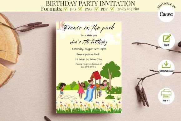 Celebrate Your Birthday With This Picnic In The Park Birthday Party Invitation
