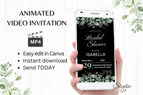 Classic Bridal Shower Invite W4409: A Digital Design Solution