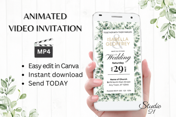 Classic Wedding Invitation W8400: A Digital Template for Modern Nuptials