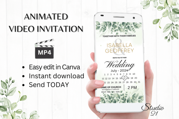 Classic Wedding Invitation W8408B: A Digital Template for Modern Nuptials