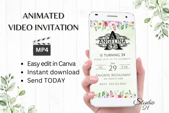 Digital Invitation (Monogram Letter a): Your Instant Animated Evite