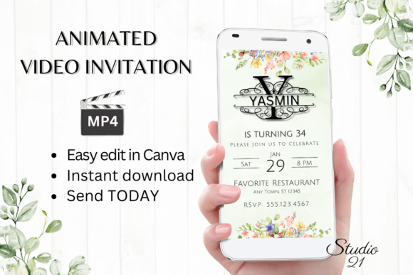 Digital Invitation (Monogram Letter Y): Effortless Elegance