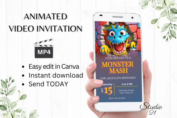 Digital Monster Mash Birthday Invite: A Designer's Take on This Animated Template