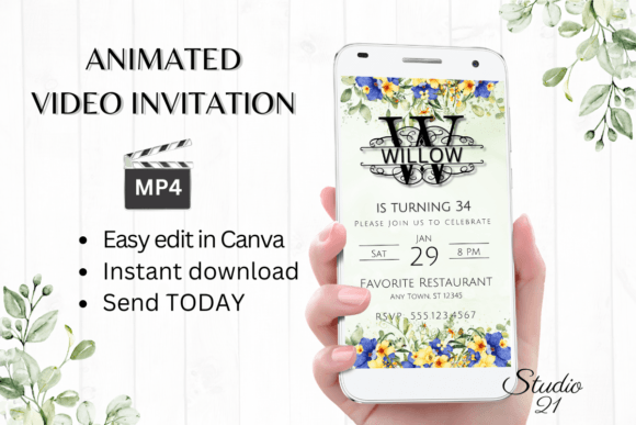 Mobile Invitation (Monogram Letter W): Effortless Digital Elegance