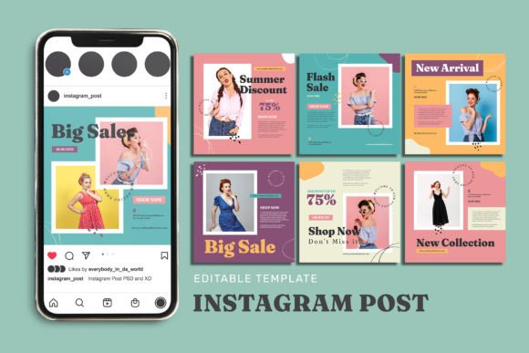 Summer Big Sale Instagram Post: 12 Easy-Editable Templates
